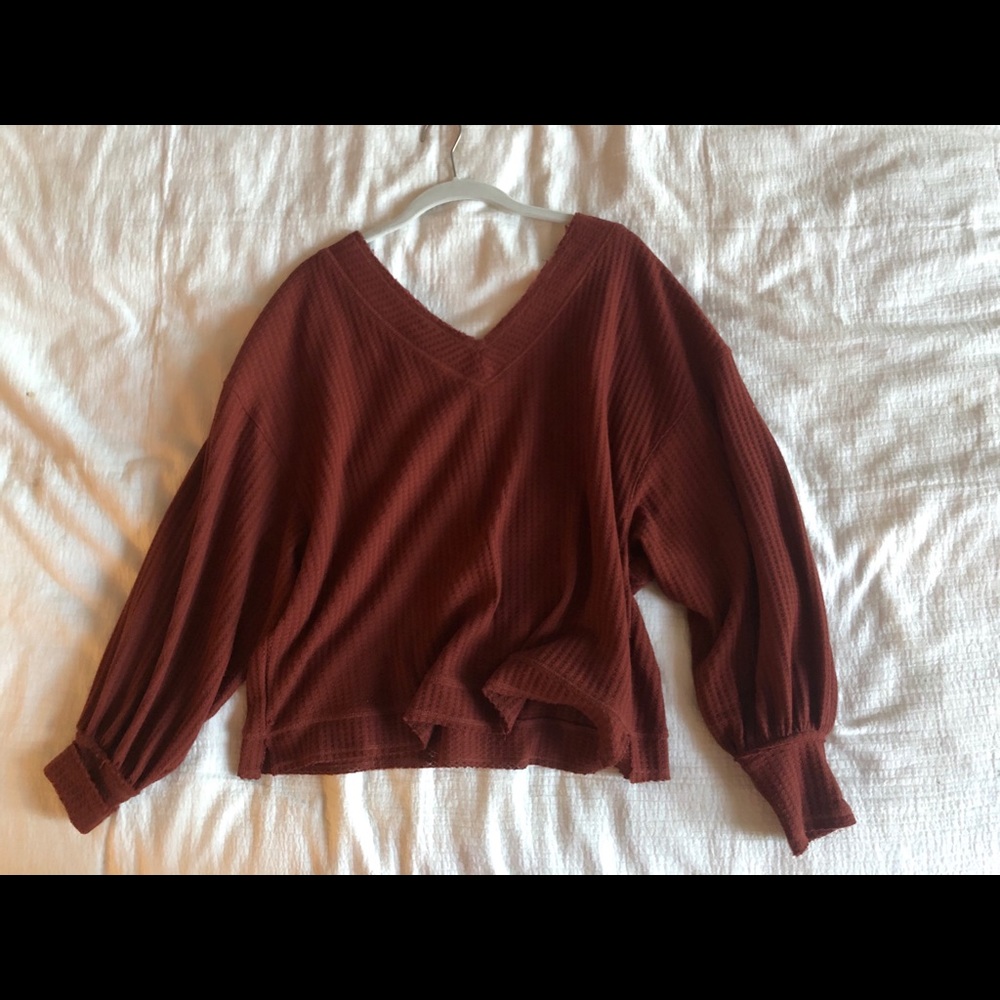 Burnt orange long sleeve top. Bell sleeve
